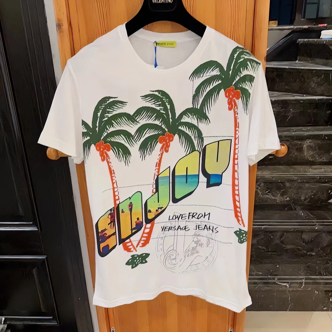 99新 VERSACE/范思哲 /葡萄籽奢潮/时尚百搭白色T恤/50码