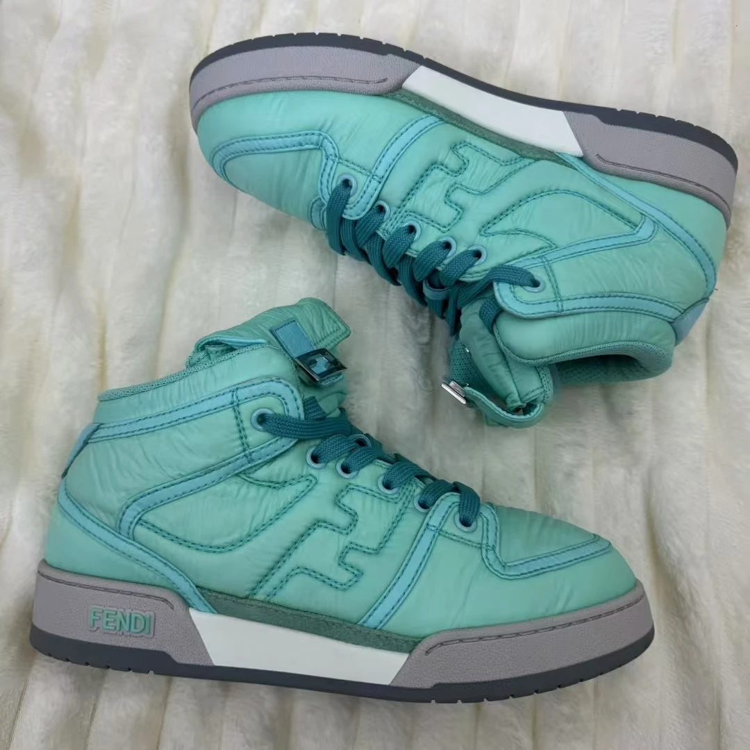 99新 FENDI/芬迪 /葡萄籽奢潮/Match尼龙高帮系带板鞋/37码