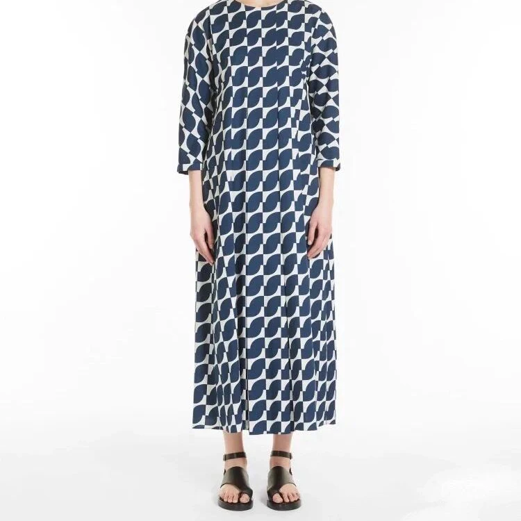 99新/MaxMara/葡萄籽奢潮/X112425/蓝白图案连衣裙蓝色/40码