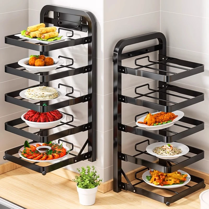 厨房备菜架可折叠台面壁挂多层配菜盘收纳架家用备餐置物架放菜架
