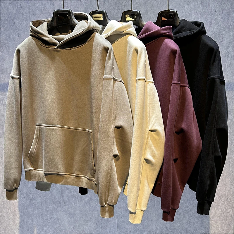 水洗加绒卫衣男秋冬季潮牌痞帅连帽外套美式复古做旧宽松运动上衣