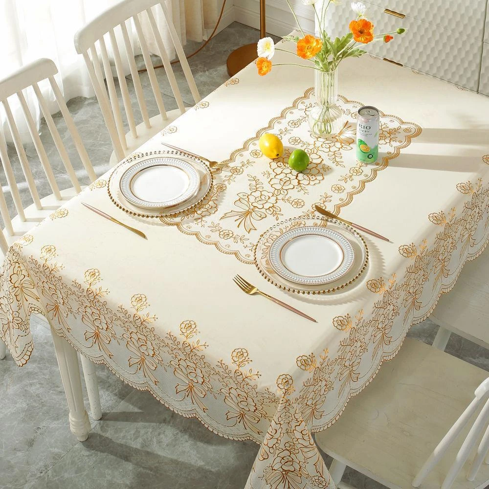 【防水防油烫金桌布】欧式复古烫金花纹PVC防水耐烫餐桌垫免洗桌垫