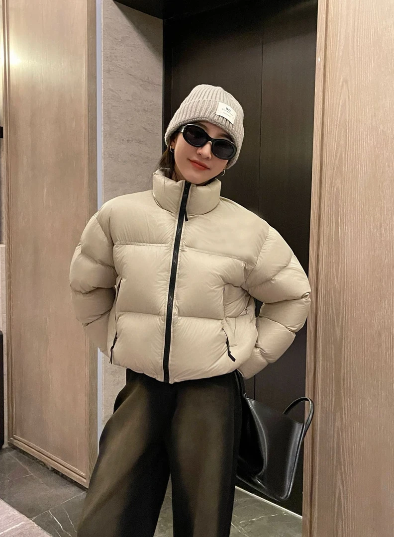 LEYI 800蓬松度美版带标95%白鸭绒经典短款羽绒服肯豆风外套-2380