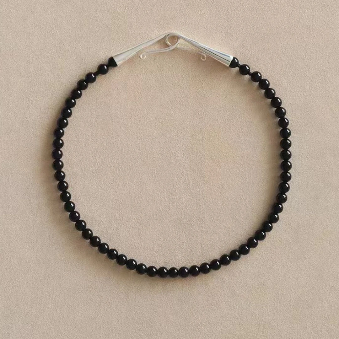 铜合金石英石项链 【一生所爱】红色黑色石老钱风精工时尚锁骨链