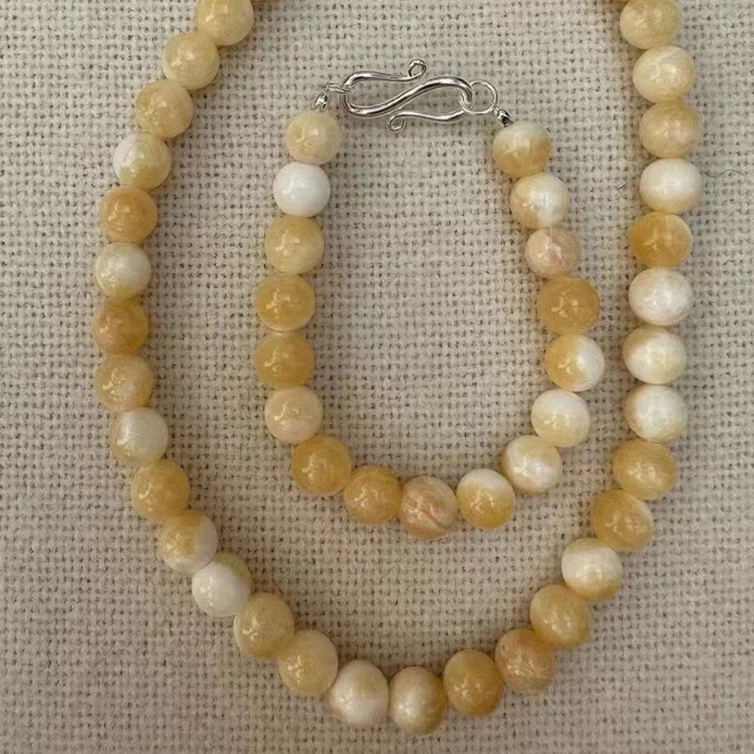 铜合金石英石吊坠 【金色海岸】玉米黄色简约珠串时尚百搭项链