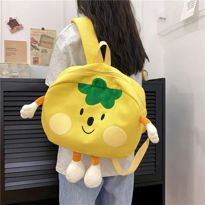 卡通卡爱软妹双肩包女时尚帆布包初高中学生背包韩国ins番茄百搭