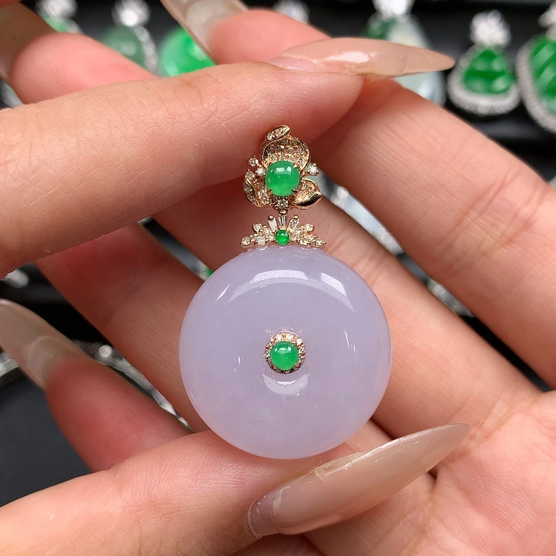 【闪购商品】翡翠颈饰18K金镶嵌平安扣1376