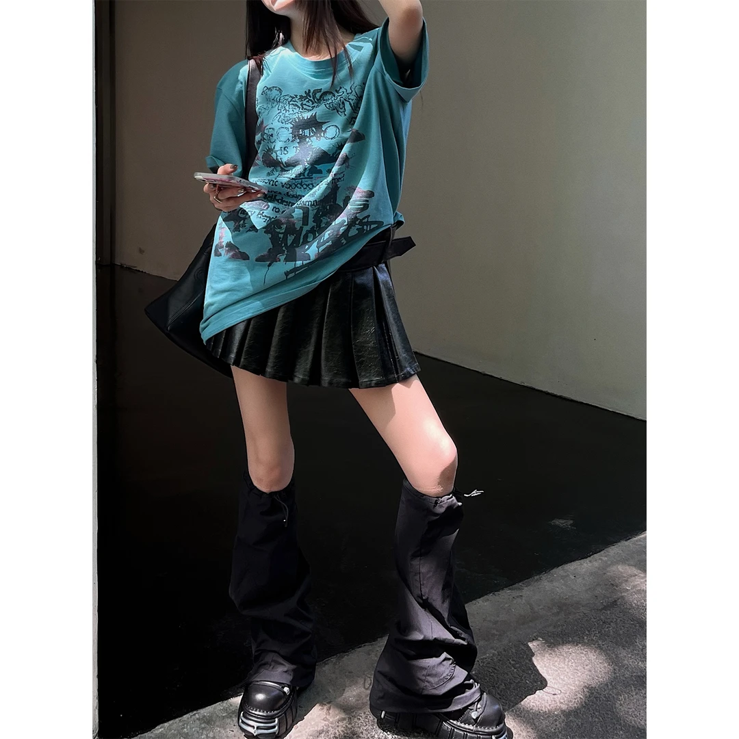嘉仪【时髦女团】金属扣皮半裙显瘦