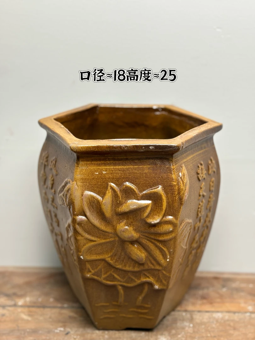 宜兴紫砂兰花盆六方多边形法师三角梅大盆复古植物陶罐花卉盆景盆