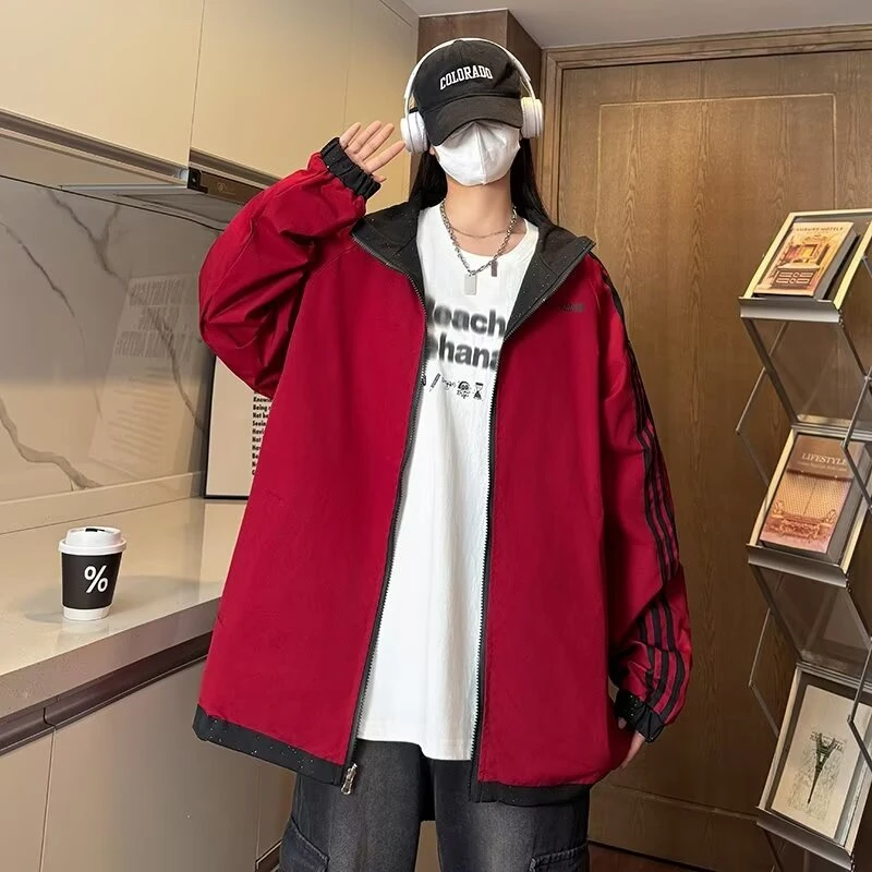 潮流满天星正反两面穿夹克2025新款春秋男女宽松情侣防水夹克外套