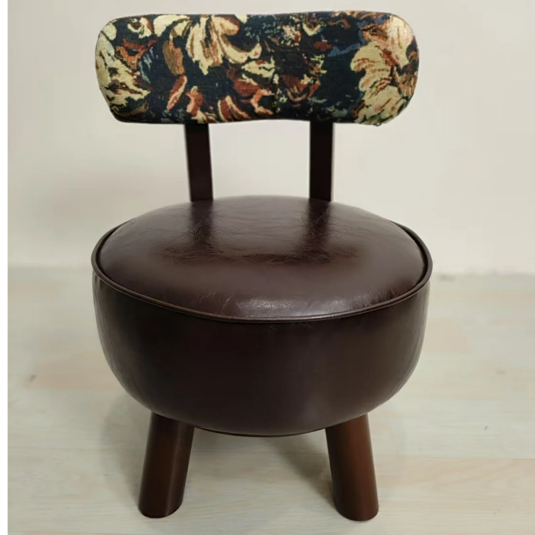 【繁花旋转椅】实木靠背旋转椅家用客厅小凳子休闲凳