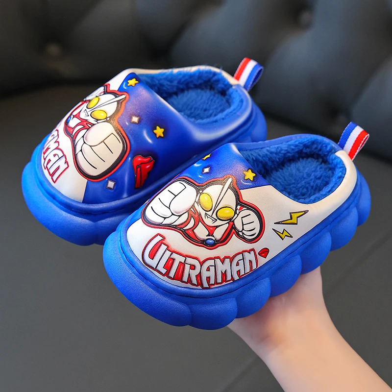 奥特曼儿童棉拖鞋冬季男童拖鞋加绒保暖宝宝小孩室内防滑家居鞋新