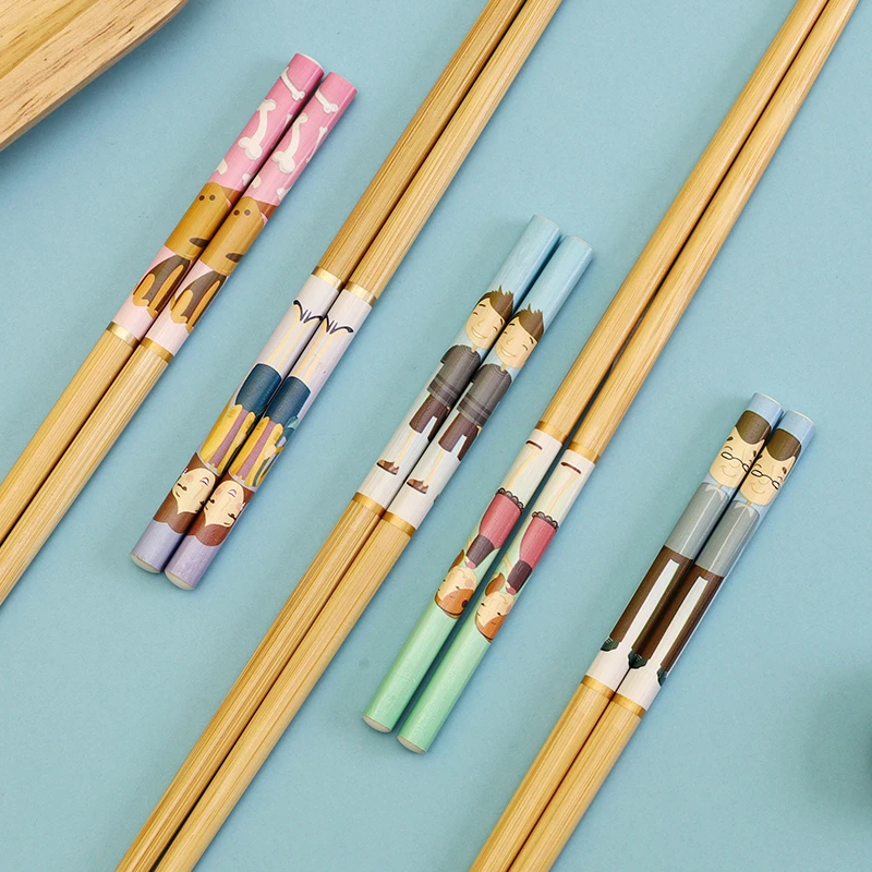 【10双】无蜡分餐中式一人一筷高档防霉防滑筷子成人创意人物防滑筷