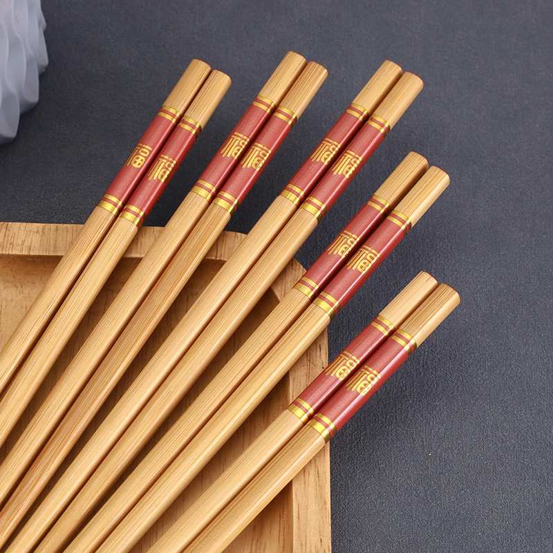 成人款防滑防霉 中式印花 竹筷环保筷子 天然楠竹筷子健康无蜡筷