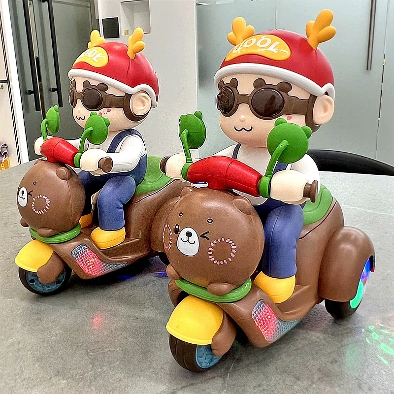 儿童玩具女孩男童宝宝有声会动音乐萌趣动感摩托车男孩电动玩具车