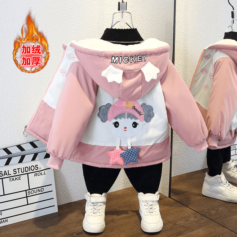 童装女童秋冬装加厚外套2023新款冬季中大儿童加绒洋气棉衣韩版潮