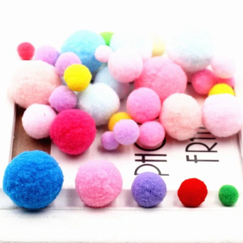 (100个)1-3cm彩色毛毛球diy手工创意制作高弹毛绒球画太阳花材料