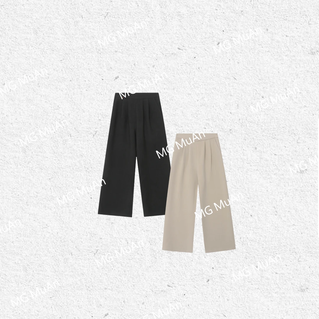 【安东尼西裤】muan定制北欧极简复古宽松休闲裤阔腿裤长裤YJ-23656