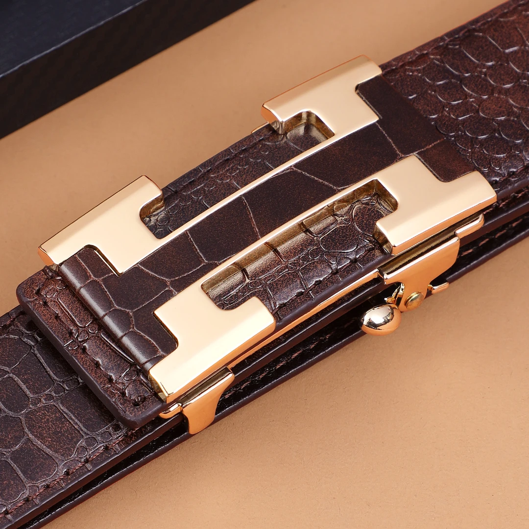 男士皮带无牙自动扣腰带时尚百搭腰带男中青年休闲商务裤带