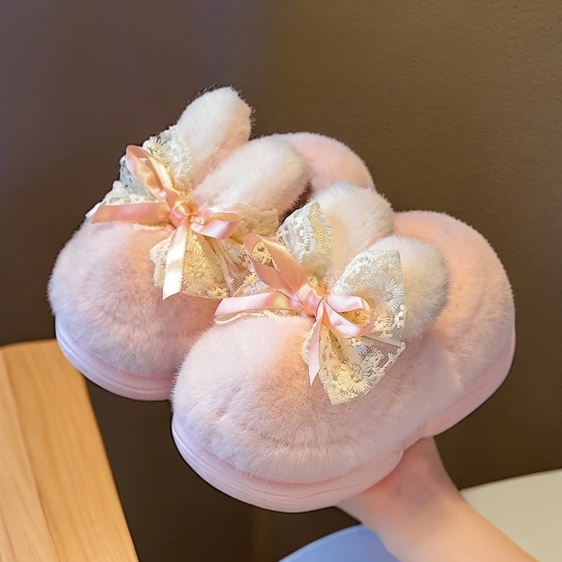 儿童棉鞋冬季女童可爱室内家居地板拖加绒包跟保暖防滑小孩棉拖鞋