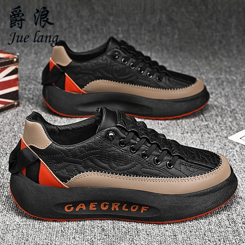 帆布男鞋2025新款春季韩版潮流运动休闲黑色板鞋男款百搭厚底潮鞋