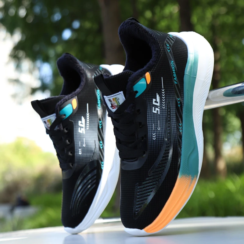 冬季棉鞋加绒保暖男鞋软底休闲运动鞋皮面轻便跑步鞋防滑旅游鞋子