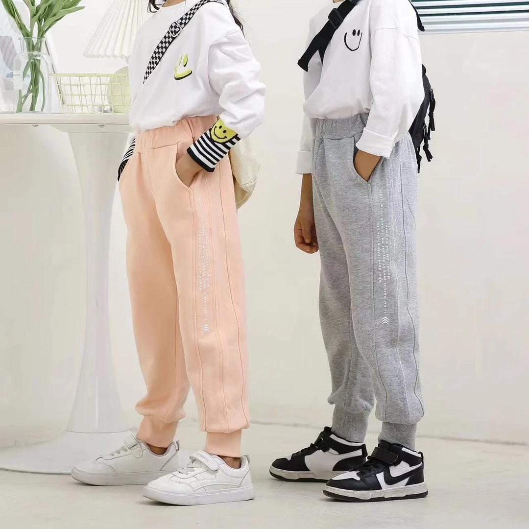 2590  男女童春秋大毛圈 儿童纯棉运动裤宽松卫裤