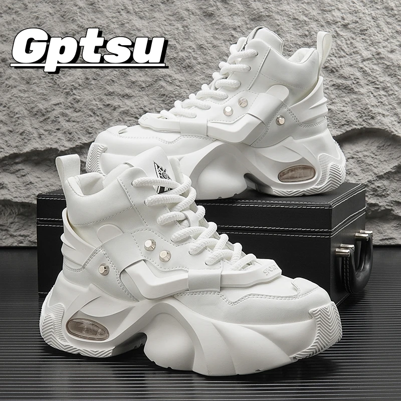 GPTSu高帮男鞋秋冬新款运动休闲白鞋气垫厚底小白老爹百搭潮鞋男