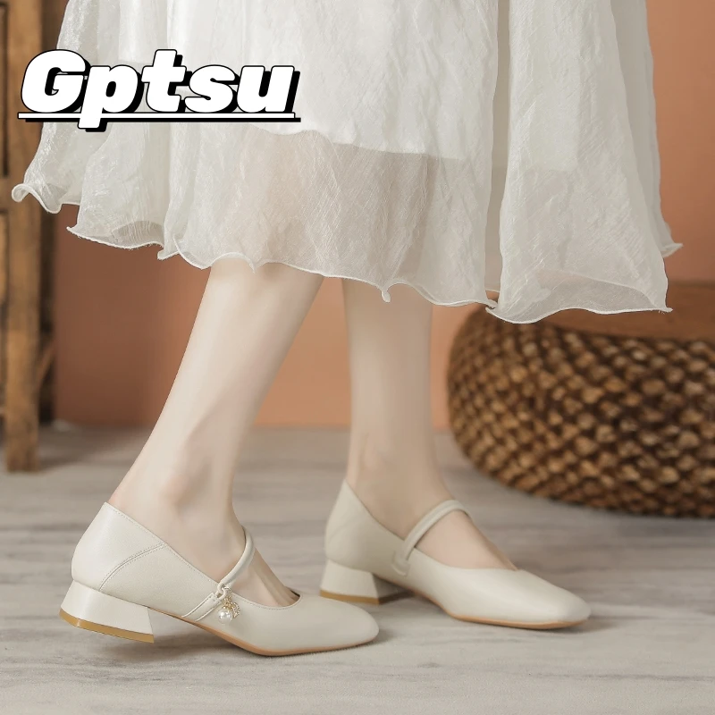 GPTSu新中式旗袍玛丽珍女鞋法式气质低跟简约小皮鞋配裙通勤单鞋