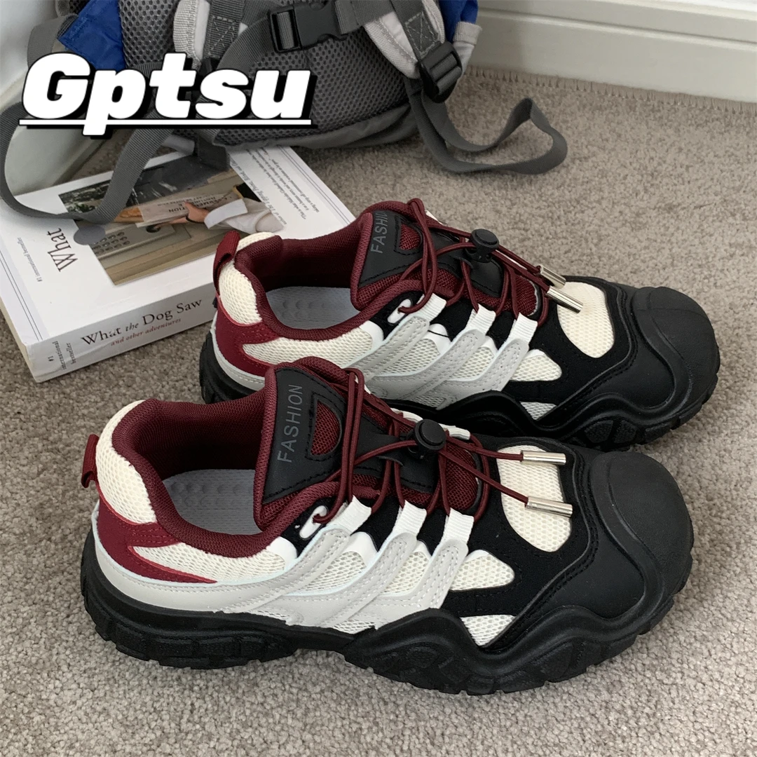 GPTSu厚底复古跑步鞋女2024季新款轻便户外休闲运动鞋百搭老爹鞋