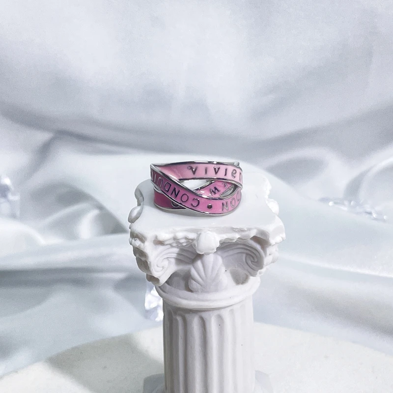 铜合金珐琅戒指 【粉色星球】可调节戒指时尚指环手工款DN925