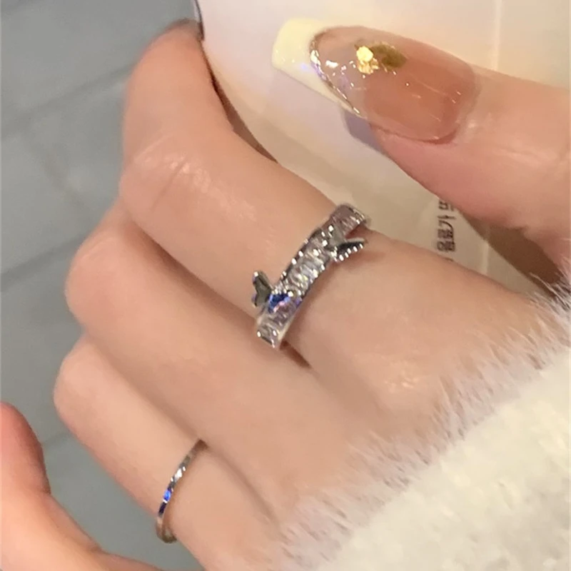 合金合成锆石戒指 【鸢尾】超仙翩翩起舞精致立体蝴蝶戒指 DN975