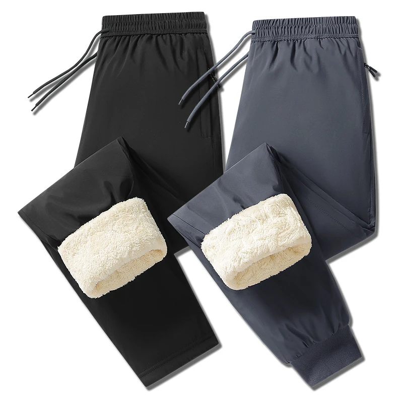 户外冲锋裤男冬季防风防水胖子加肥加大码羊羔绒卫裤棉裤运动裤