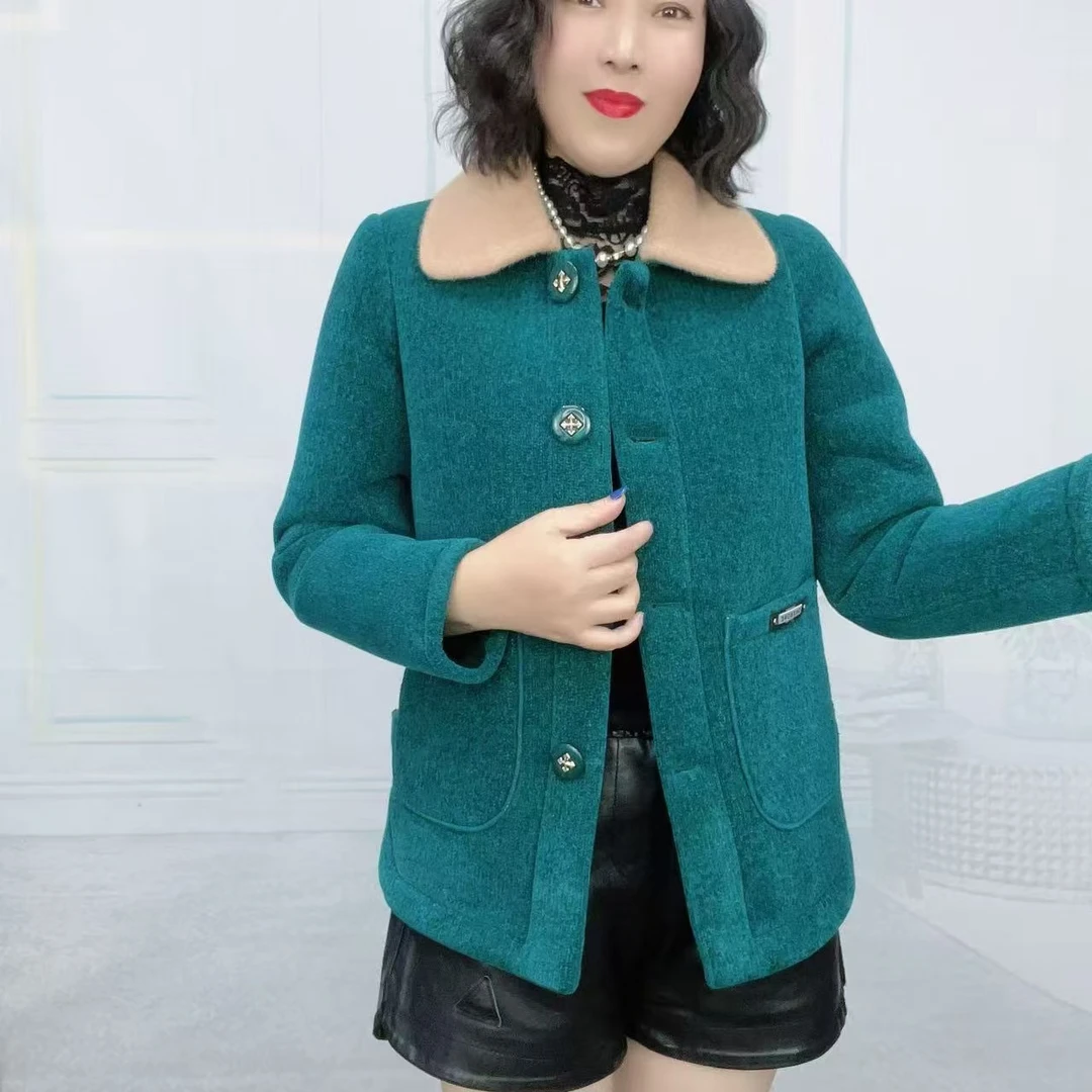 2024新款洋气高档妈妈装短款加绒加厚短外套保暖