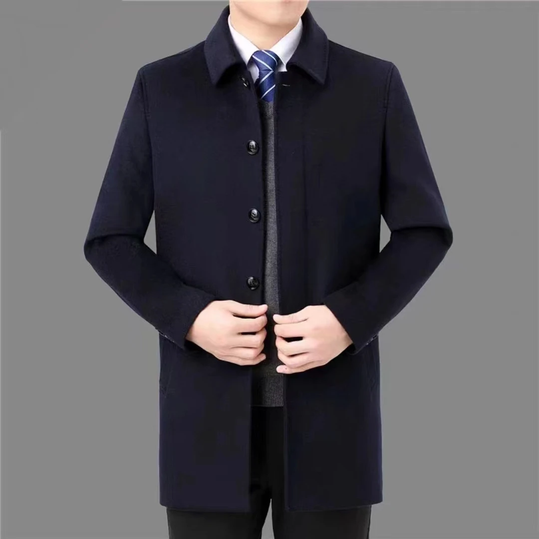 [100绵羊毛+可拆卸兔毛内胆】男士翻领高端冬季羊毛大衣呢子外套