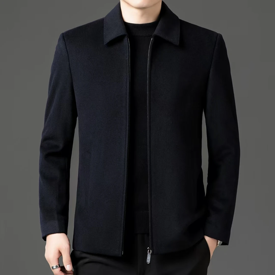 反季特惠双面羊毛可拆鸭绒内胆商务翻领夹克男士冬季休闲外套