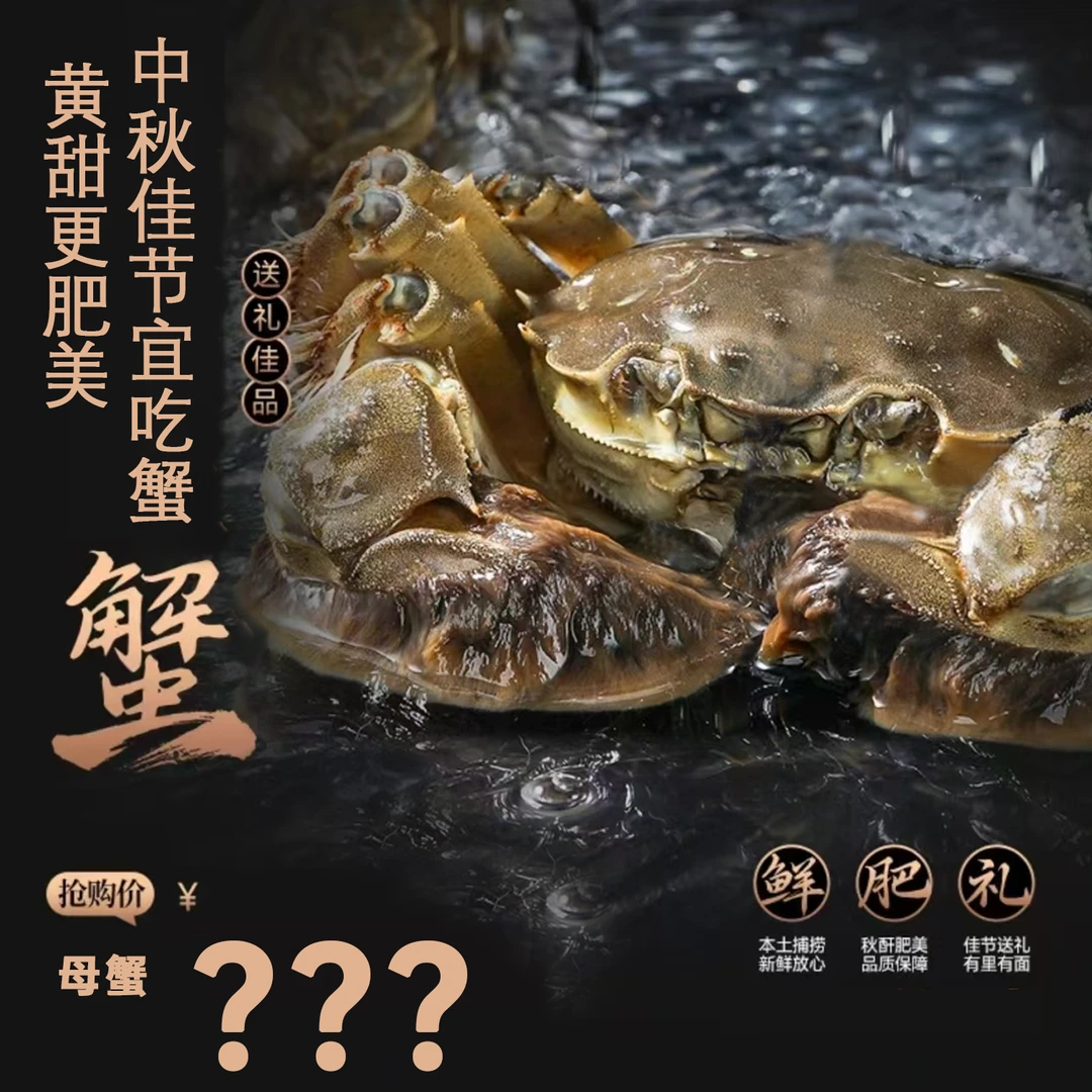 【活蟹】盘锦河蟹    母蟹   1.7-2.0 两  10只（绑腿）顺丰冷链运输
