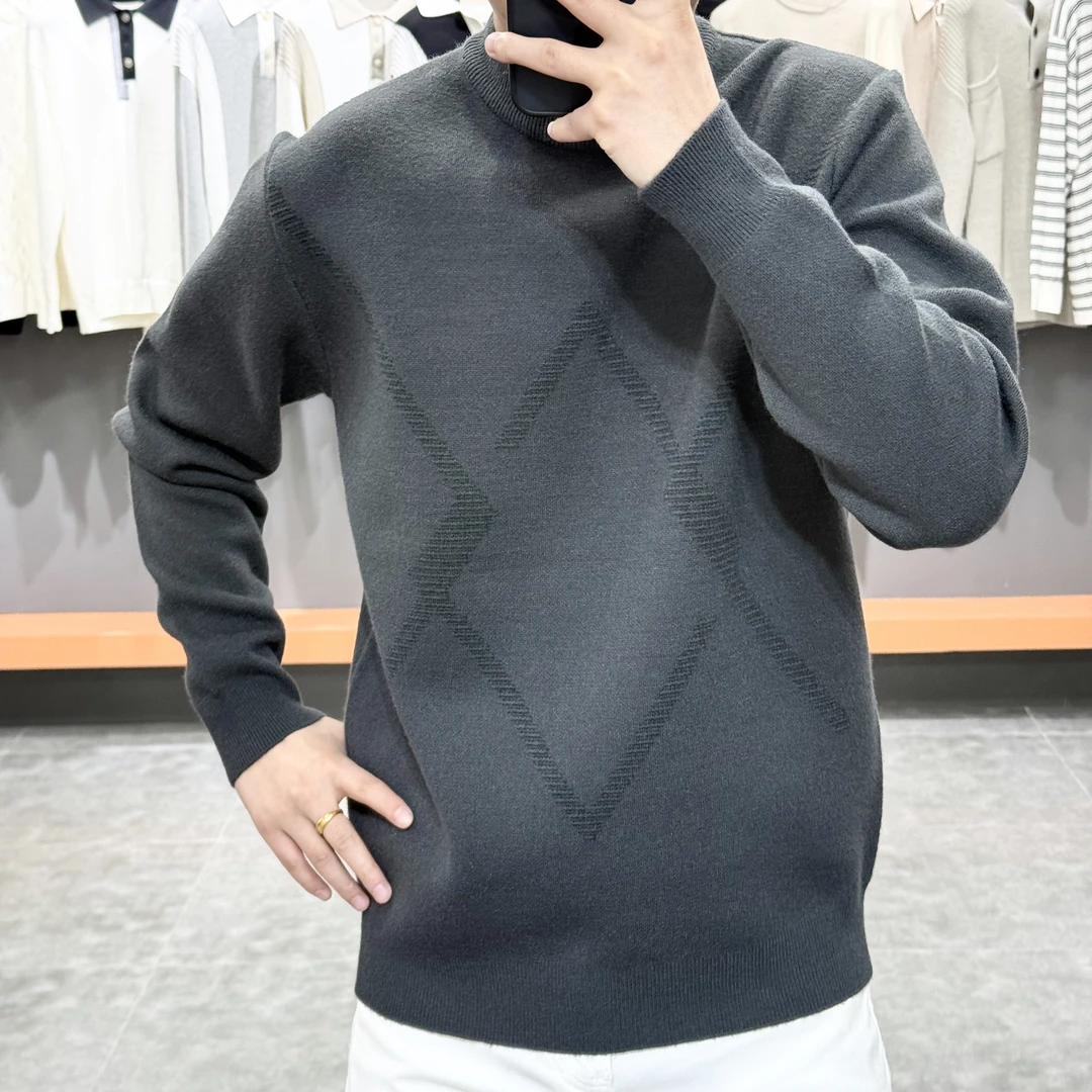 【YFknitwear】 男士新品加厚纯色休闲时尚百搭保暖长袖针织衫8005