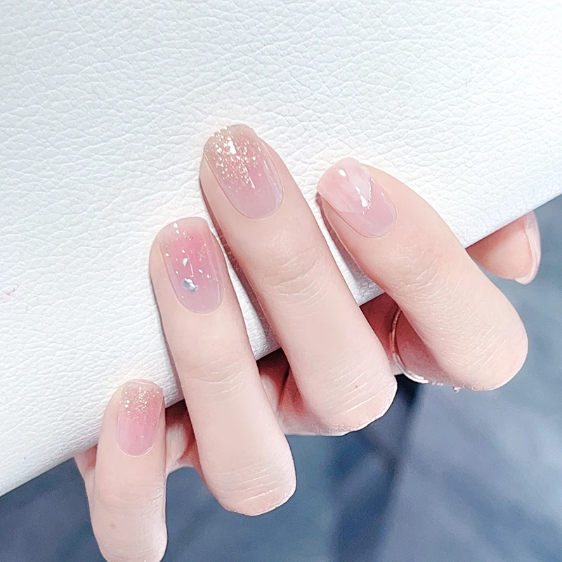 美盖美甲指甲贴裸色凝胶光疗烤灯贴纸半固化防水春季新品孕妇可用