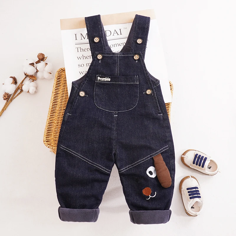 宝宝牛仔背带裤加绒儿童秋冬超可爱2024新款一岁婴儿连体裤子外穿