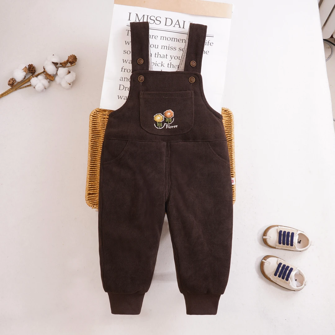 宝宝背带裤秋冬季新款可爱男童木棉绒柔软裤子女童婴儿连体裤外穿