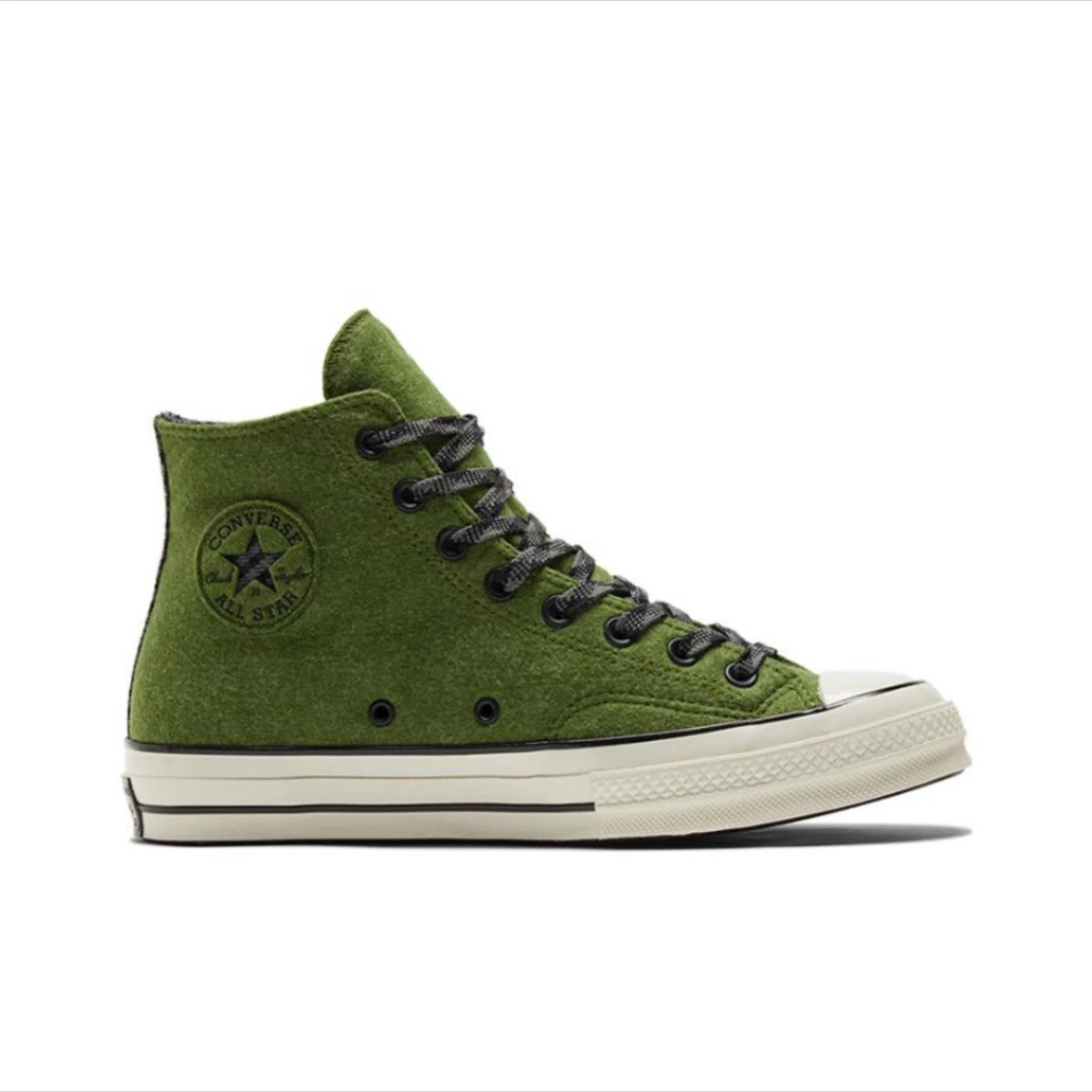 Converse匡威Chuck70秋冬复古粘毛绿色潮流休闲高帮帆布鞋A04284C