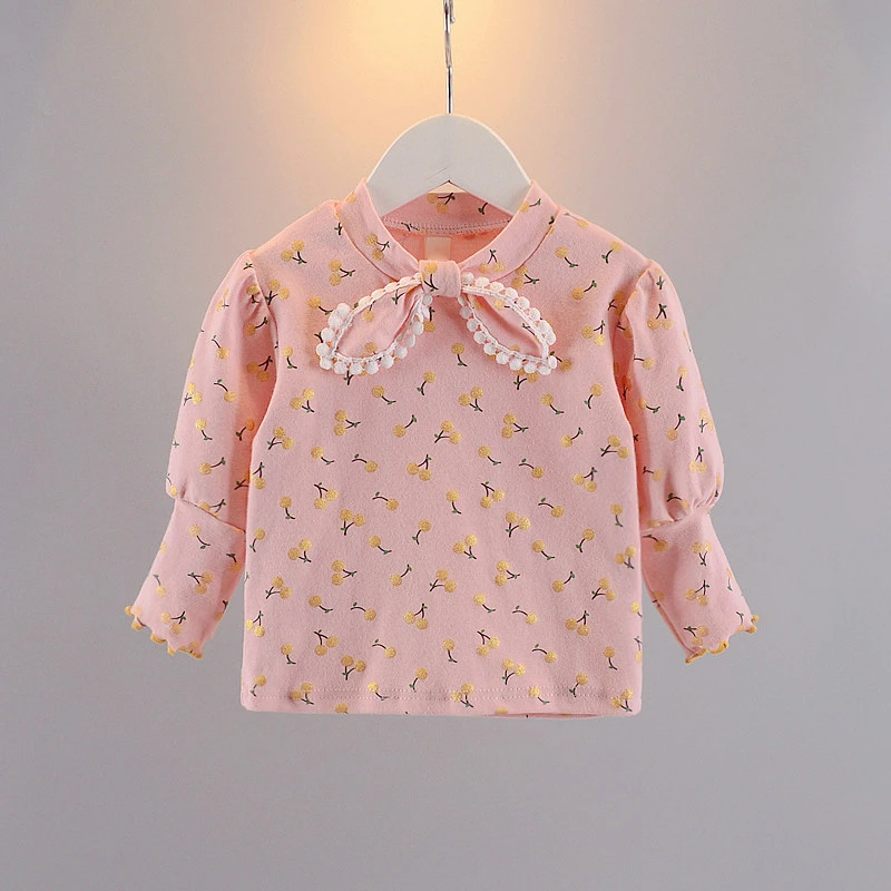 女童长袖T恤秋装2023新款洋气女宝宝套头打底衫百搭儿童上衣秋季