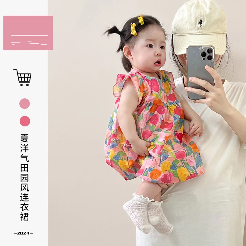 婴儿衣服夏季甜美公主连衣裙女宝宝可爱夏装裙子洋气田园风背心裙