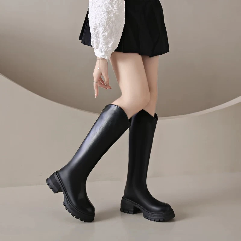 加肥大码骑士靴25年爆款长筒靴 V口百搭显瘦加肥弹力不过膝骑士靴