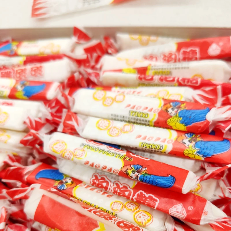 红色糖纸泡泡糖口香糖怀旧80后零食散装长条儿时航发海比卜老式