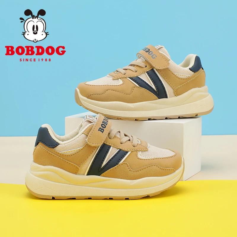 Bobdog/巴布豆男童运动鞋2023春秋款网面透气鞋女跑步鞋儿童鞋子