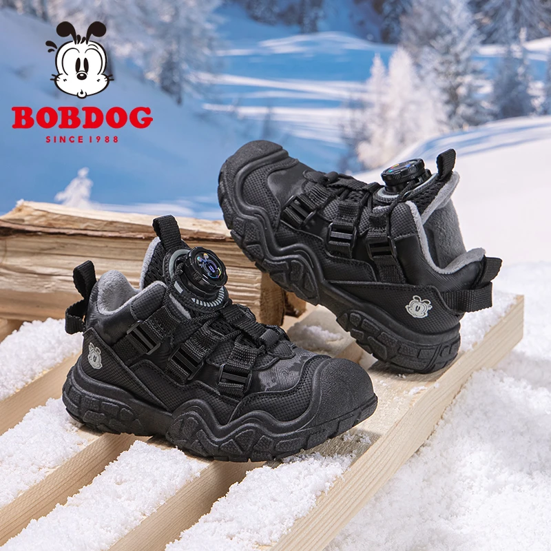 巴布豆儿童鞋男童鞋子2024新款秋冬季加绒加厚二棉鞋儿童运动鞋女