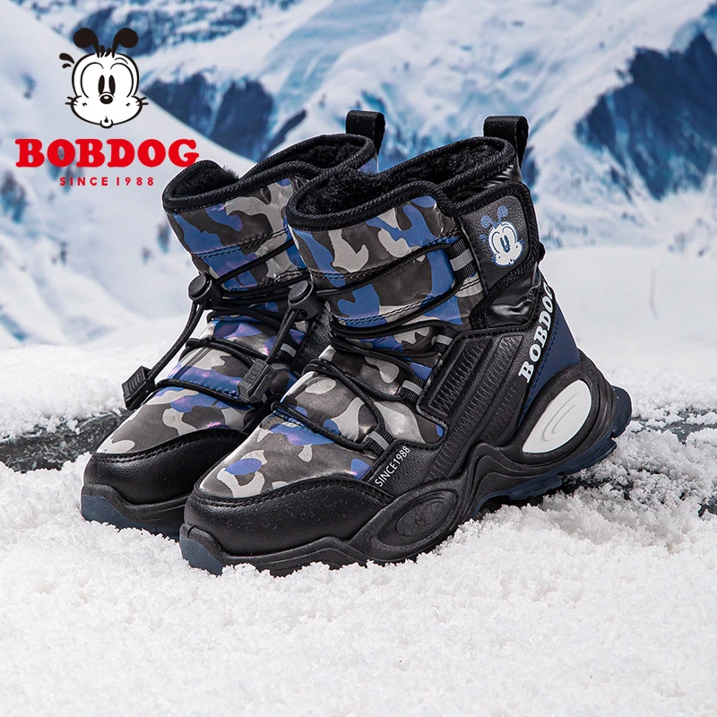 巴布豆儿童雪地靴2024新款冬季防水防风加绒加厚棉鞋女男童鞋子