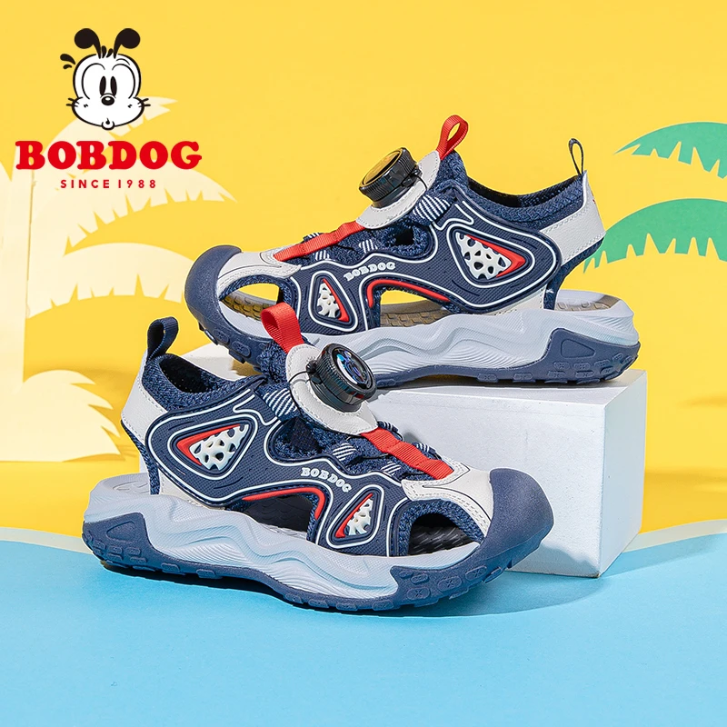 巴布豆儿童鞋儿童凉鞋2024新款夏款包头纽扣防滑男童鞋子女沙滩鞋